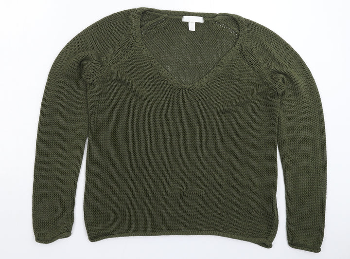 H&M Womens Green Knit Pullover Jumper Size S