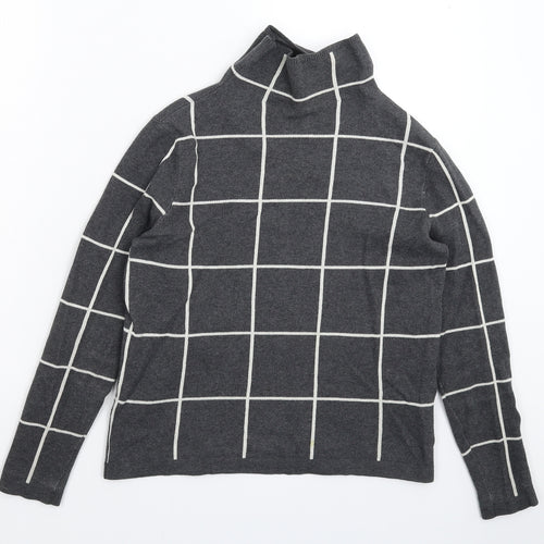 Warehouse Womens Grey Check Knit Pullover Jumper Size 6