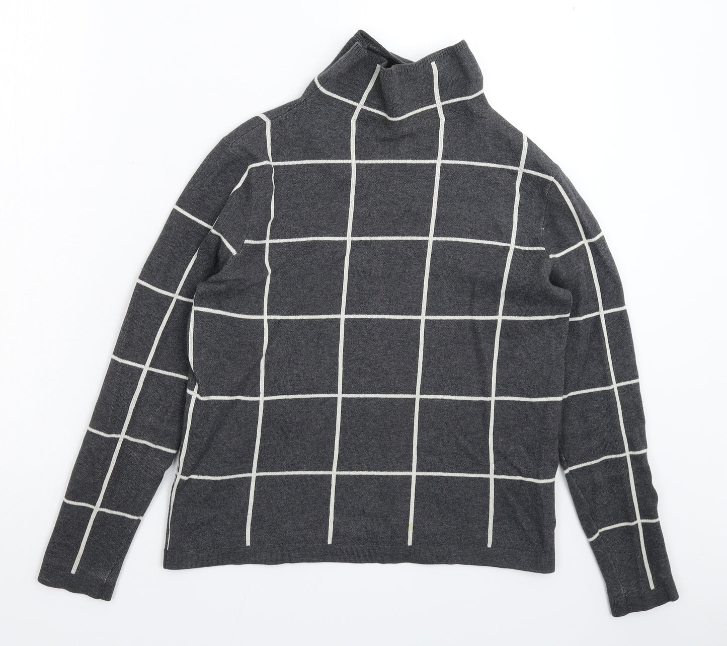 Warehouse Womens Grey Check Knit Pullover Jumper Size 6