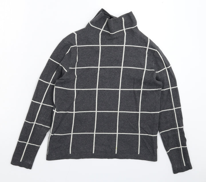 Warehouse Womens Grey Check Knit Pullover Jumper Size 6