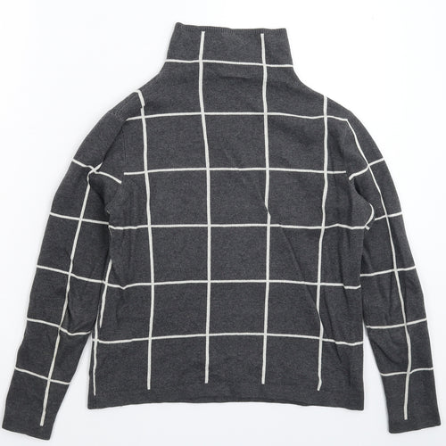 Warehouse Womens Grey Check Knit Pullover Jumper Size 6