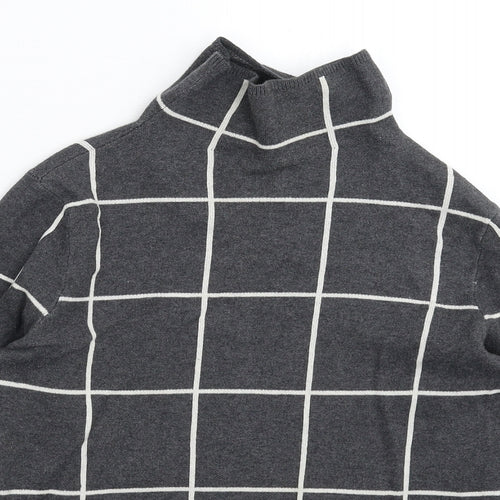 Warehouse Womens Grey Check Knit Pullover Jumper Size 6