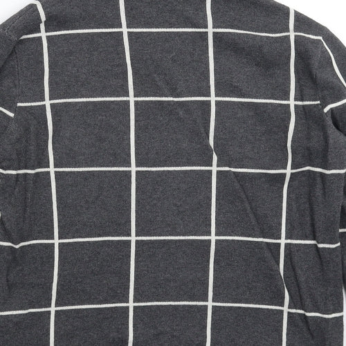Warehouse Womens Grey Check Knit Pullover Jumper Size 6