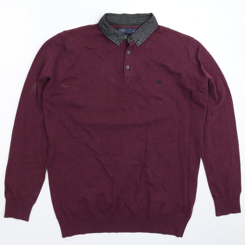 Easy Mens Brown  Knit Pullover Jumper Size M