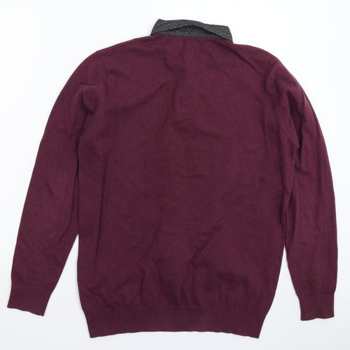 Easy Mens Brown  Knit Pullover Jumper Size M