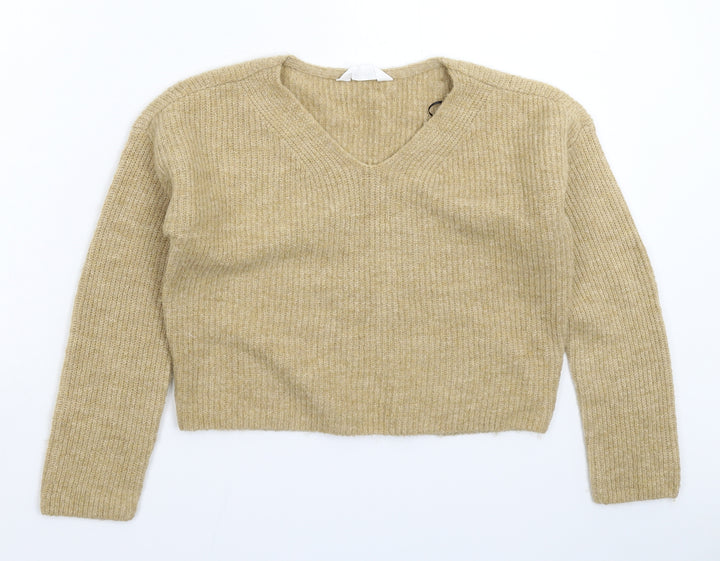 H&M Girls Beige Knit Pullover Jumper Size 9-10 Years