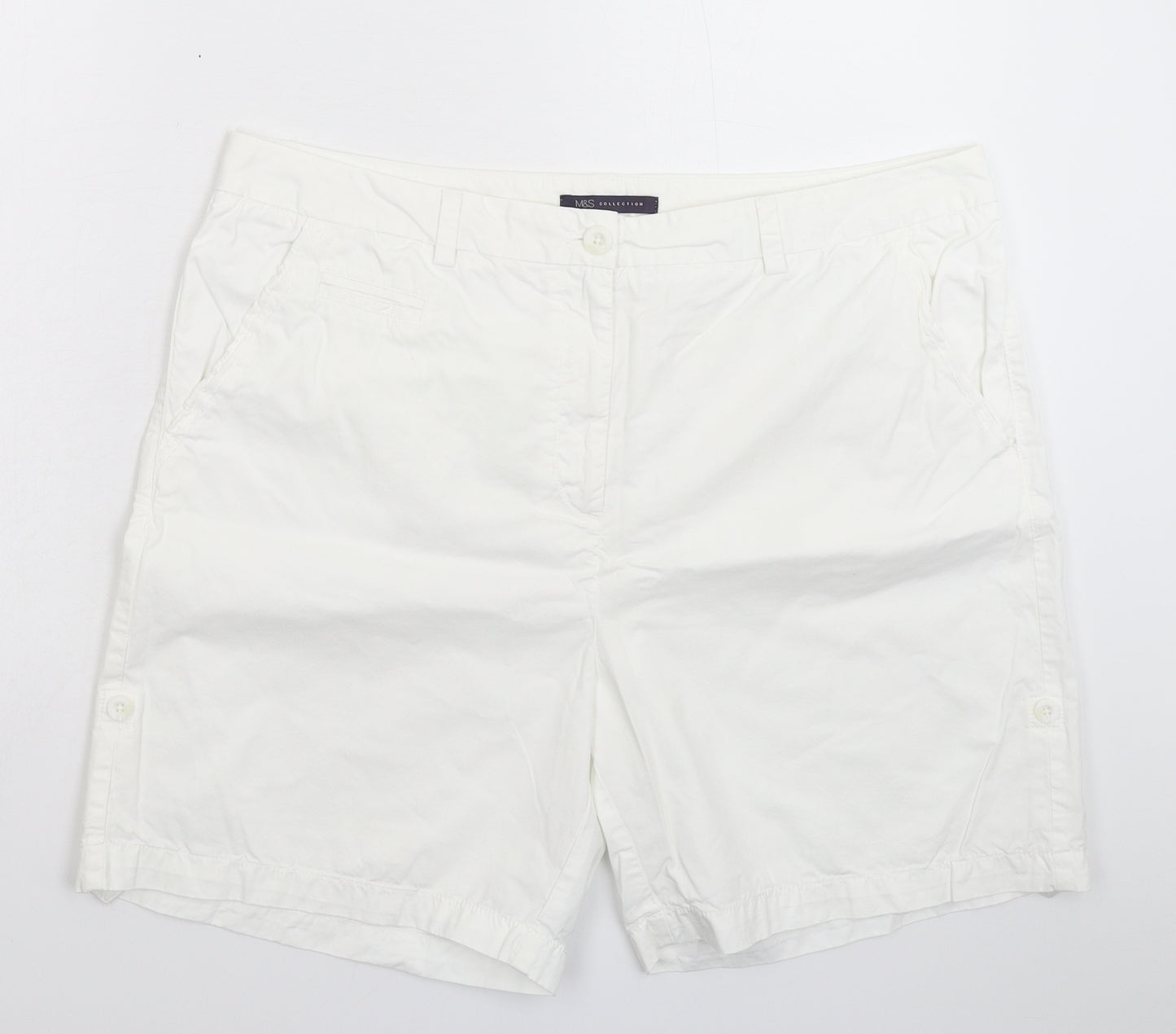 Marks and Spencer Womens White   Chino Shorts Size 18