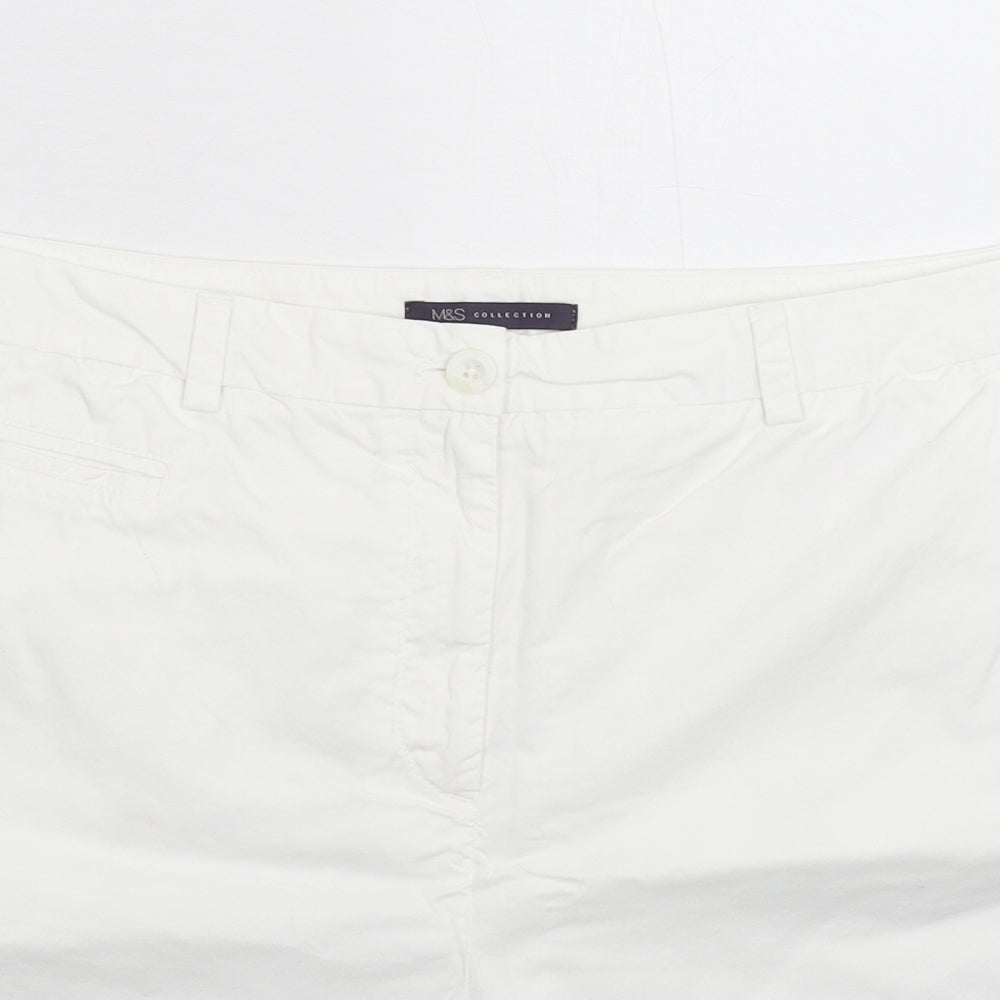 Marks and Spencer Womens White   Chino Shorts Size 18