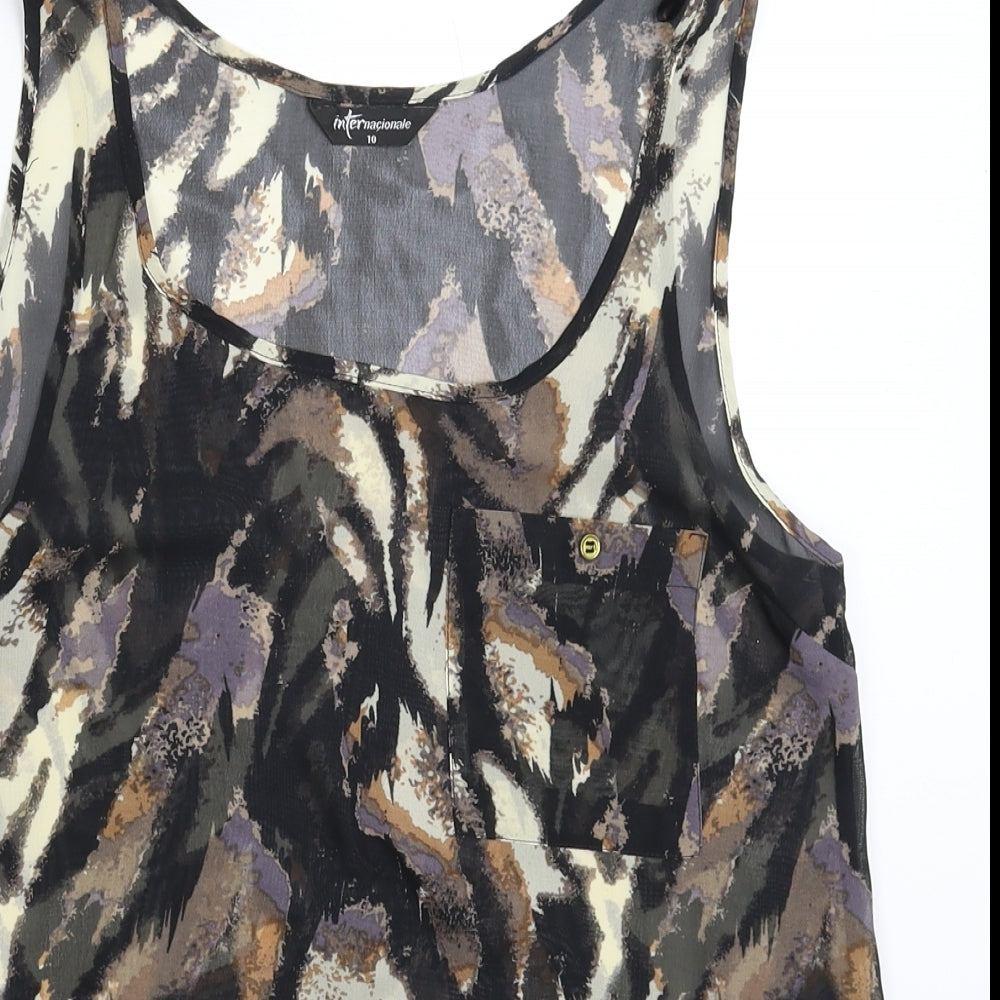 Internacionale Womens Multicoloured  Satin Basic Tank Size 10