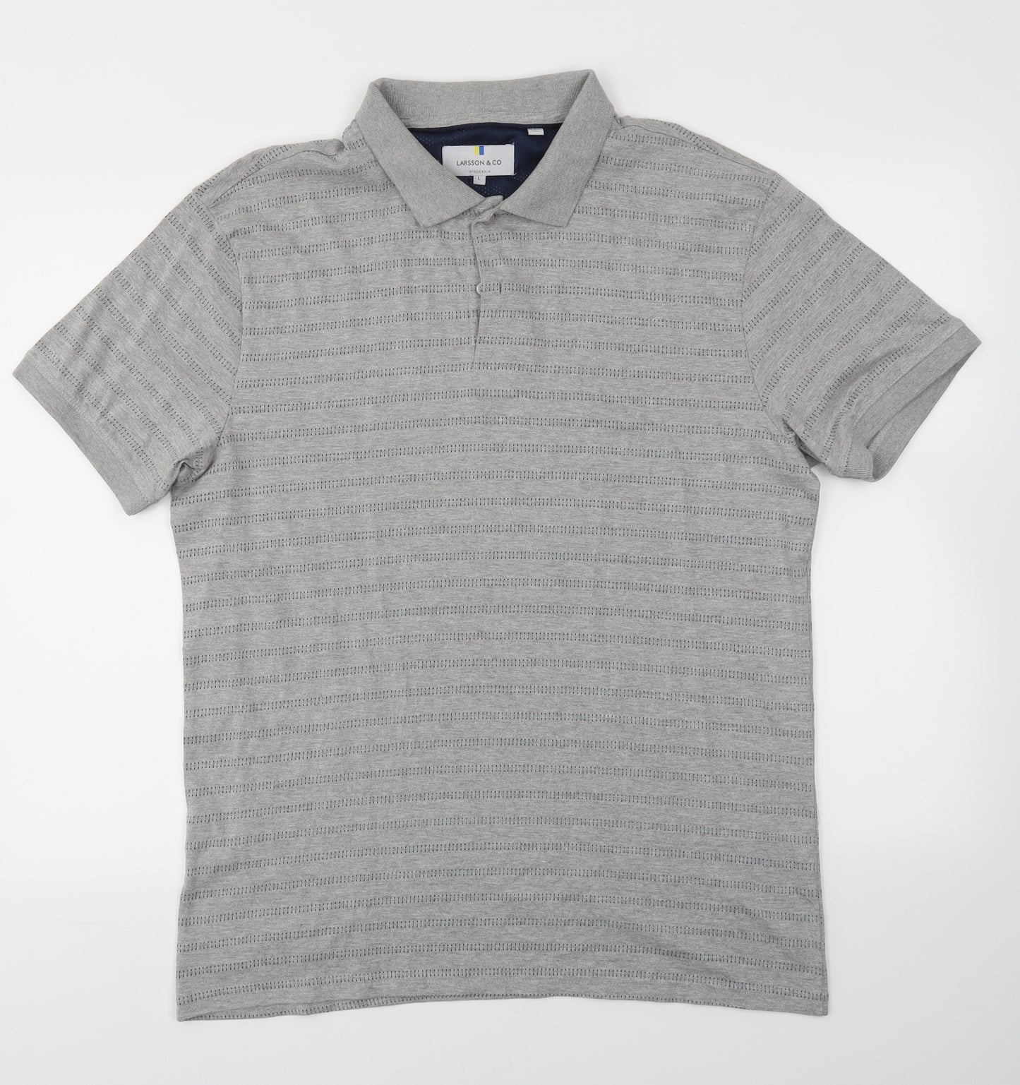 Larsson & Co Mens Grey Polka Dot   T-Shirt Size L