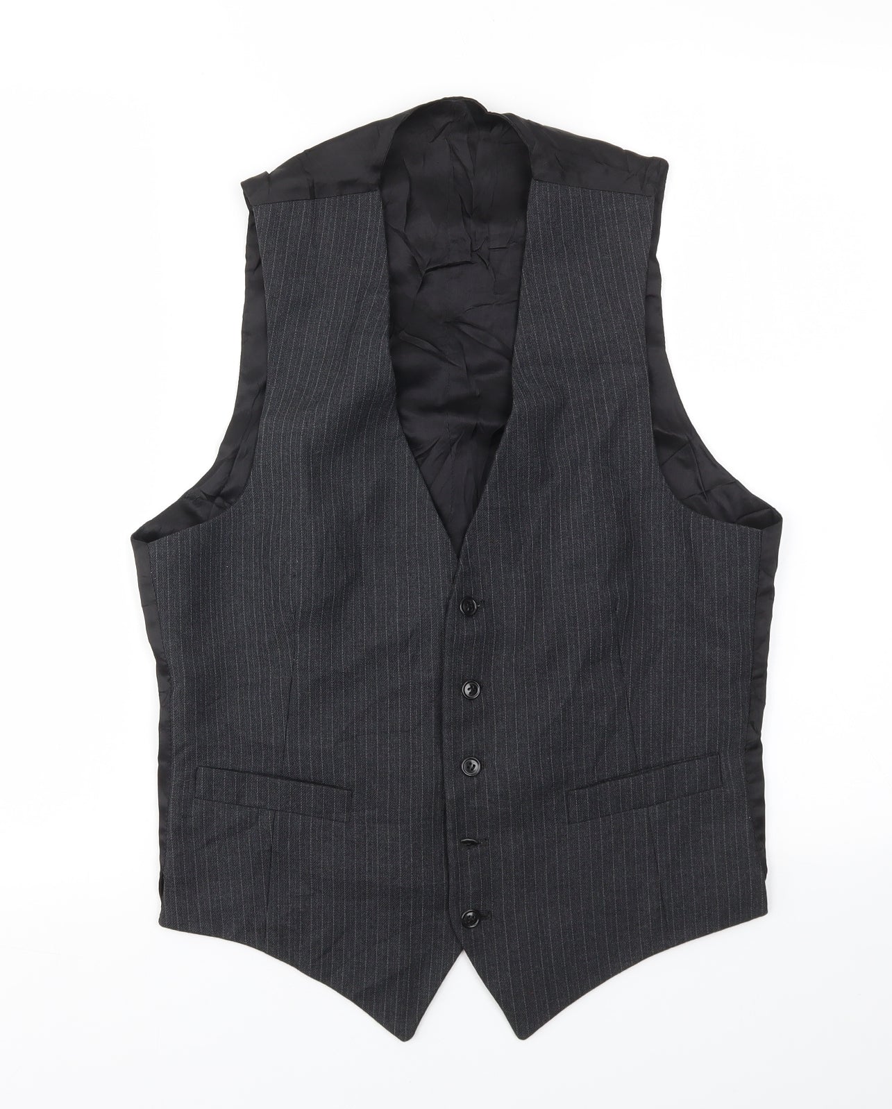 Preworn Mens Black   Jacket Suit Waistcoat Size 38
