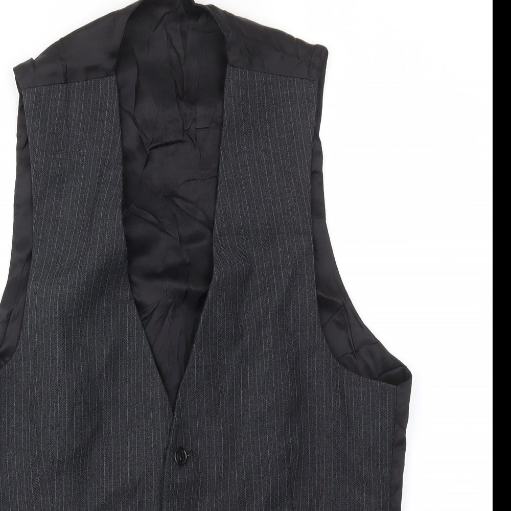 Preworn Mens Black   Jacket Suit Waistcoat Size 38