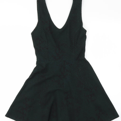 Topshop Womens Green Animal Print  Fit & Flare  Size 10