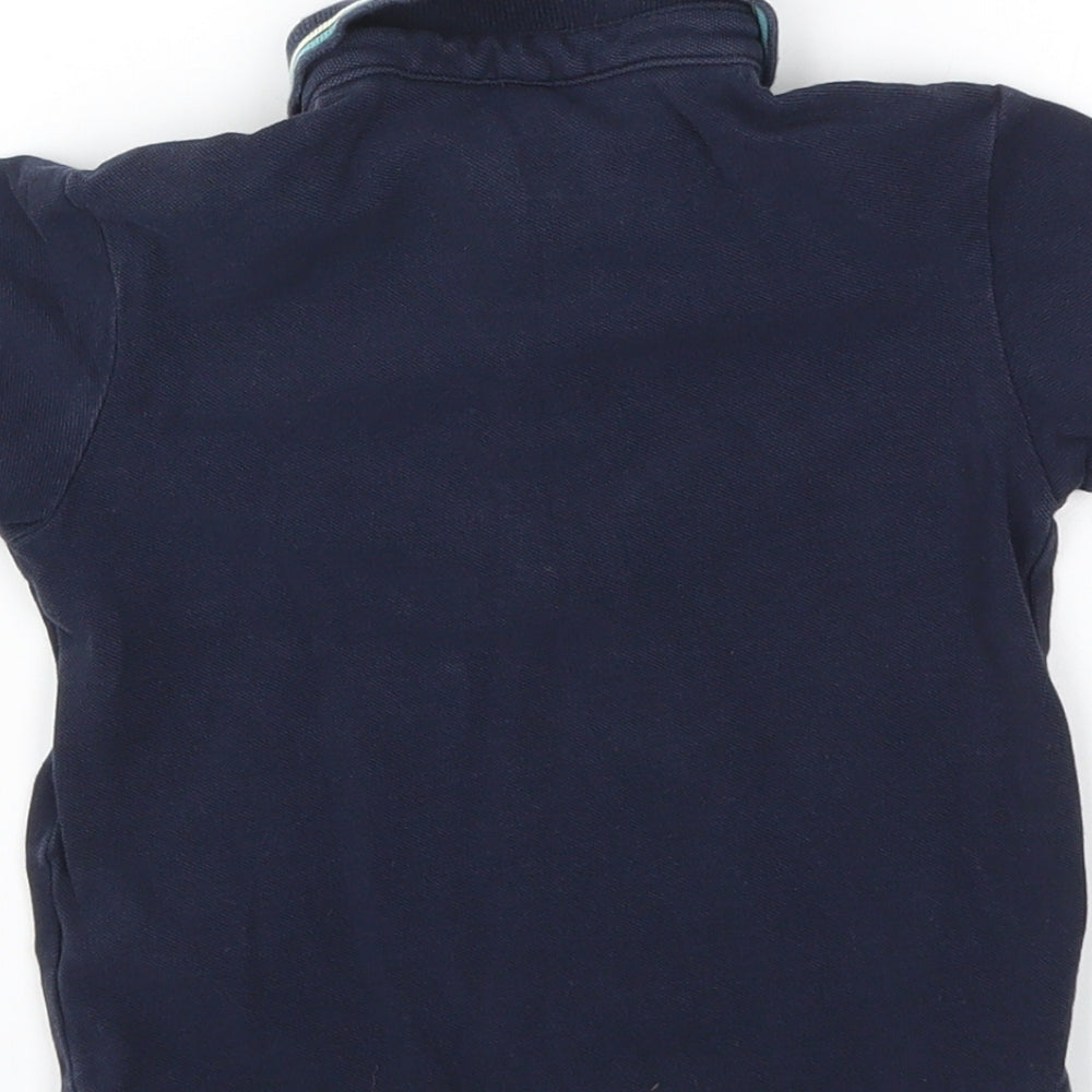 M&S Boys Blue Houndstooth  Basic T-Shirt Size 2-3 Years
