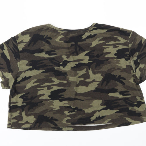 SHEIN  Womens Green Camouflage  Basic T-Shirt Size S