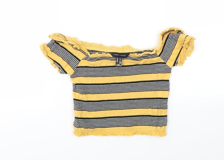 NEW LOOK Womens Multicoloured Striped Basic T-Shirt Size 6