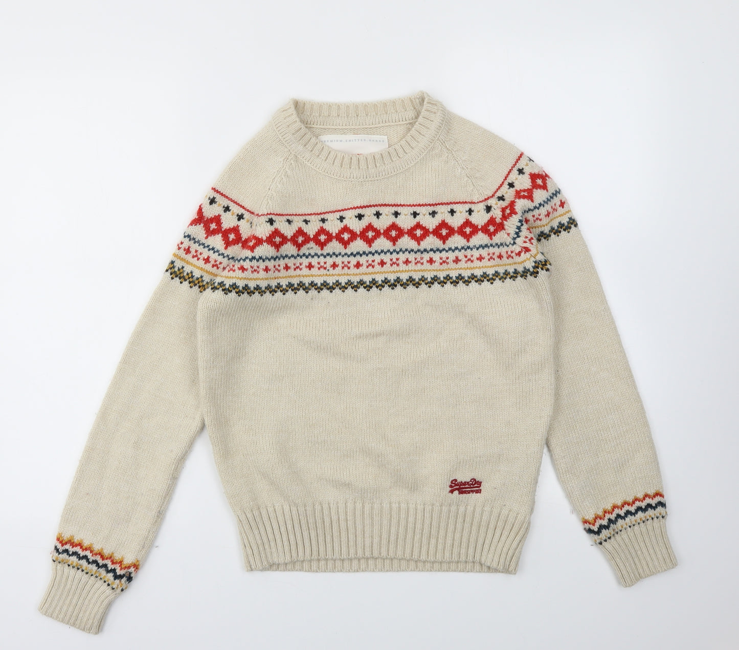 super dry  Womens Beige Argyle/Diamond  Pullover Jumper Size M