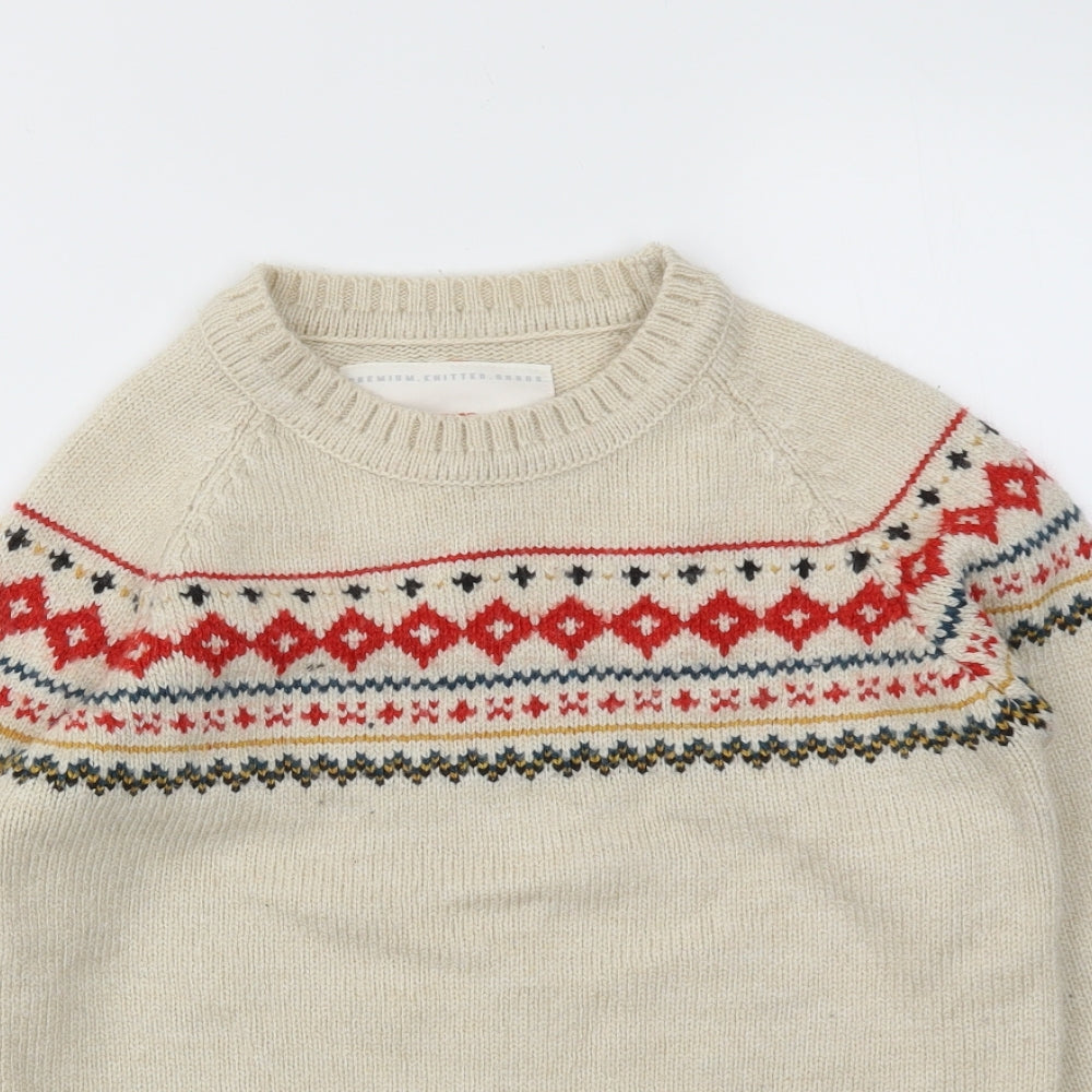 super dry  Womens Beige Argyle/Diamond  Pullover Jumper Size M