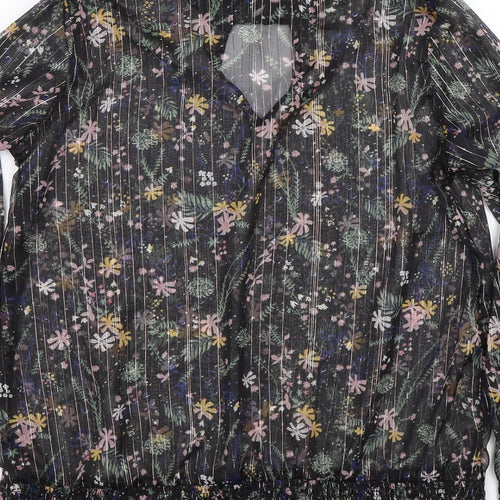 Love & Jeans Womens Black Floral  Basic Blouse Size M
