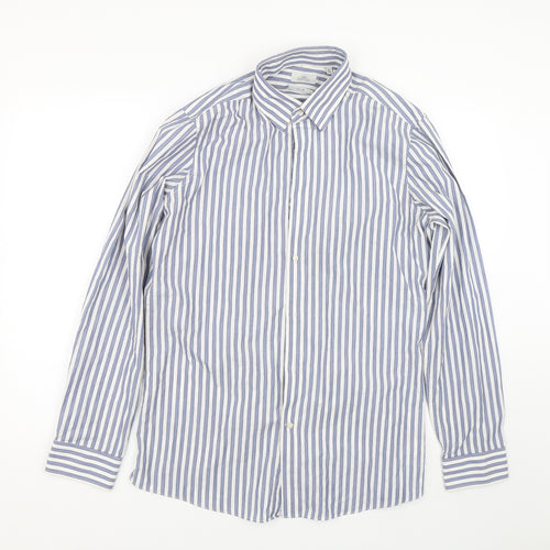 NEXT Mens Blue Striped   Dress Shirt Size 16