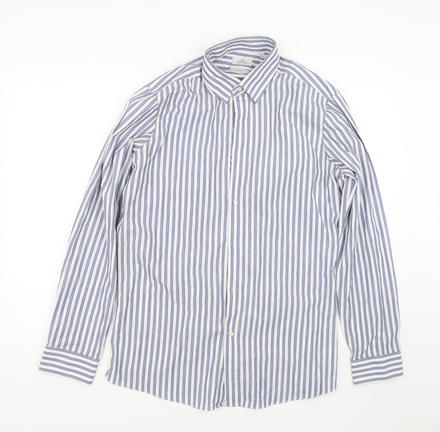 NEXT Mens Blue Striped   Dress Shirt Size 16