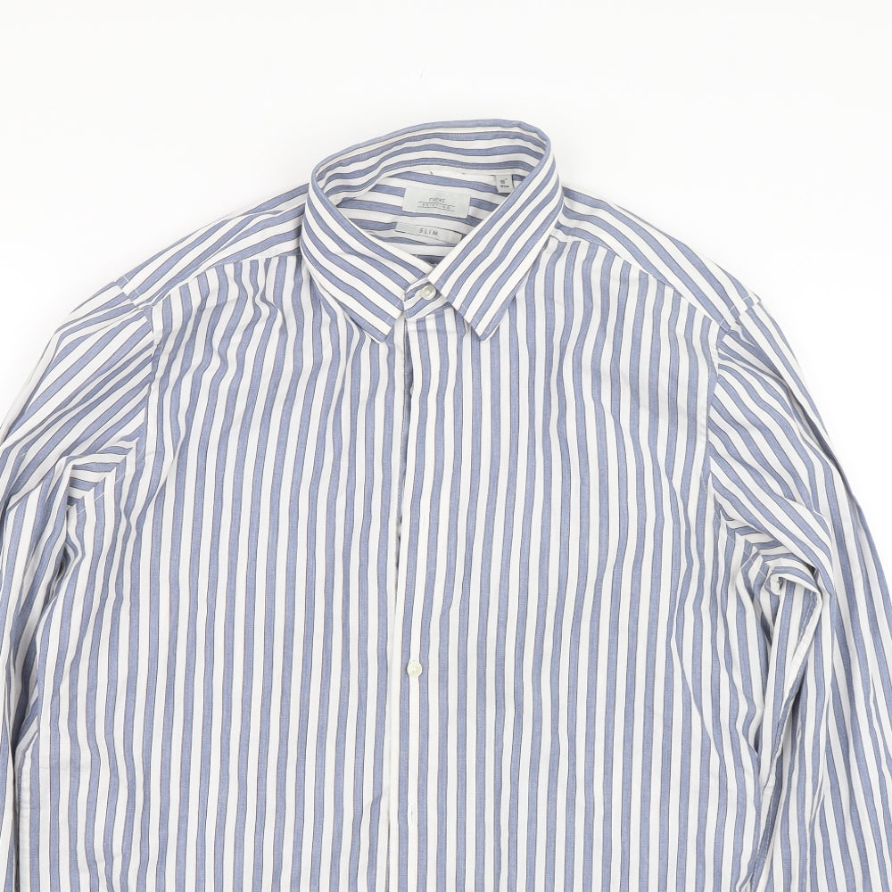 NEXT Mens Blue Striped   Dress Shirt Size 16