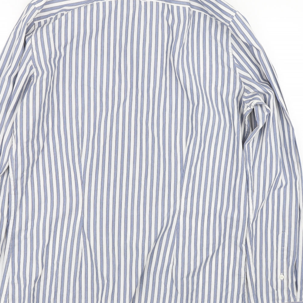 NEXT Mens Blue Striped   Dress Shirt Size 16