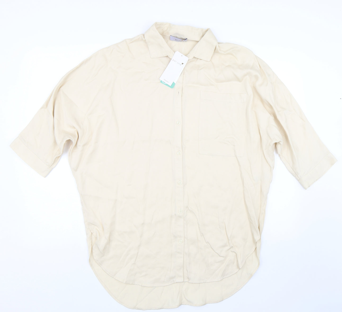 M&S Womens Beige   Basic Button-Up Size 12