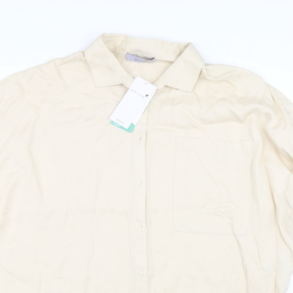 M&S Womens Beige   Basic Button-Up Size 12