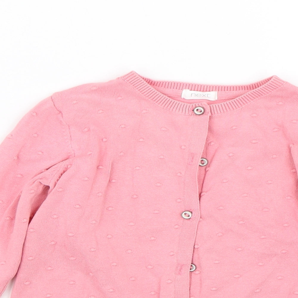 NEXT Girls Pink Polka Dot  Cardigan Jumper Size 4-5 Years