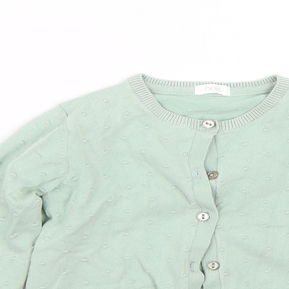 NEXT Girls Green Polka Dot  Cardigan Jumper Size 4-5 Years