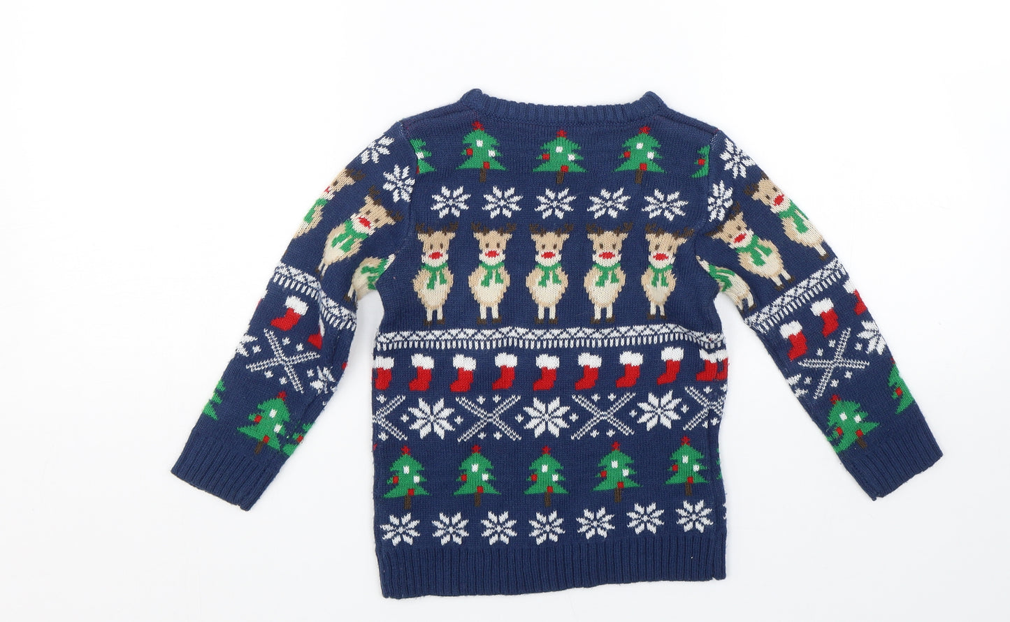 Nutmeg Boys Green Fair Isle  Pullover Jumper Size 2-3 Years  - christmas
