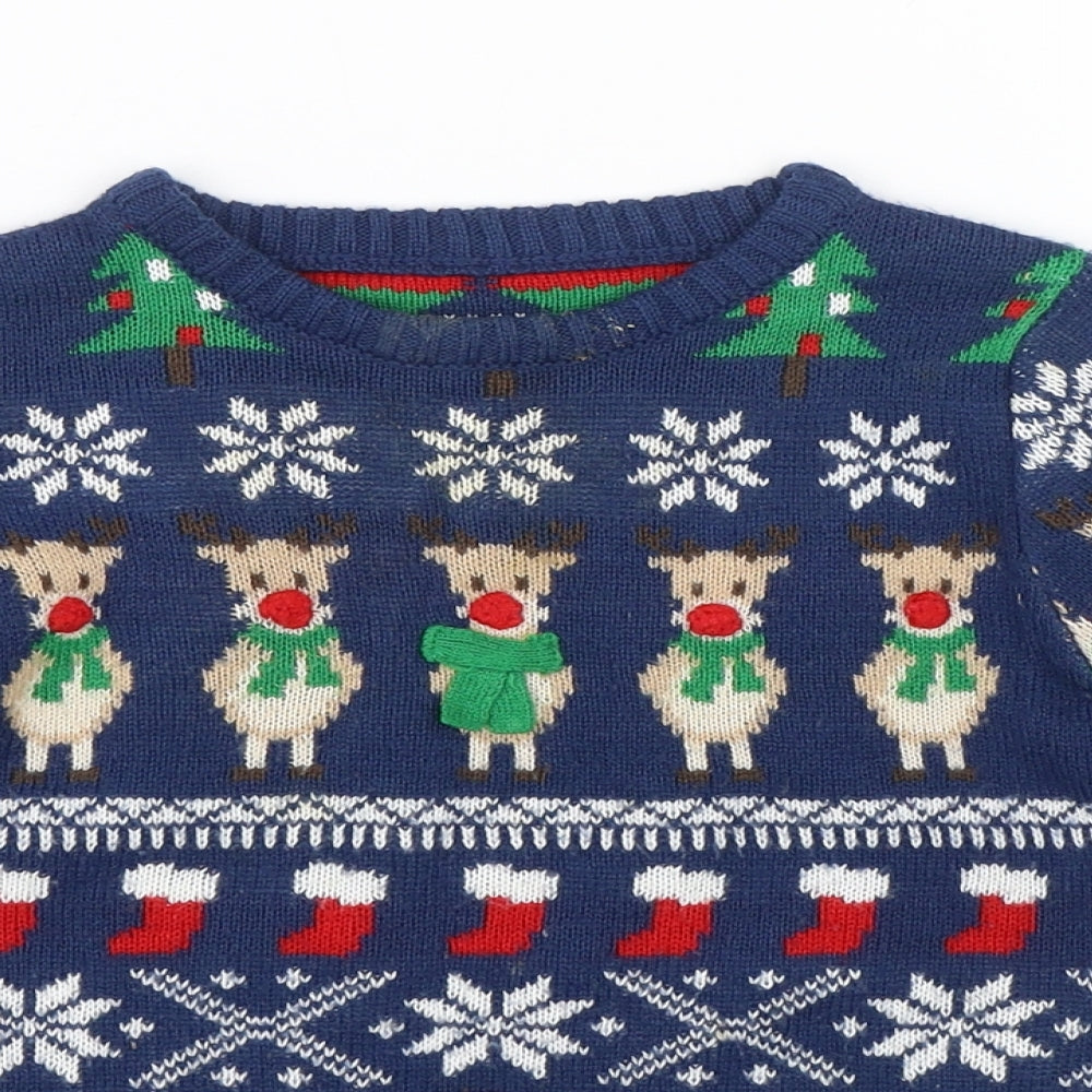 Nutmeg Boys Green Fair Isle  Pullover Jumper Size 2-3 Years  - christmas