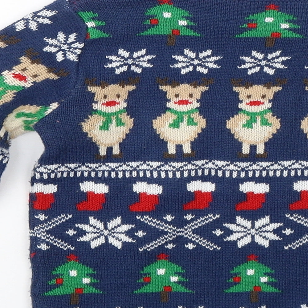 Nutmeg Boys Green Fair Isle  Pullover Jumper Size 2-3 Years  - christmas