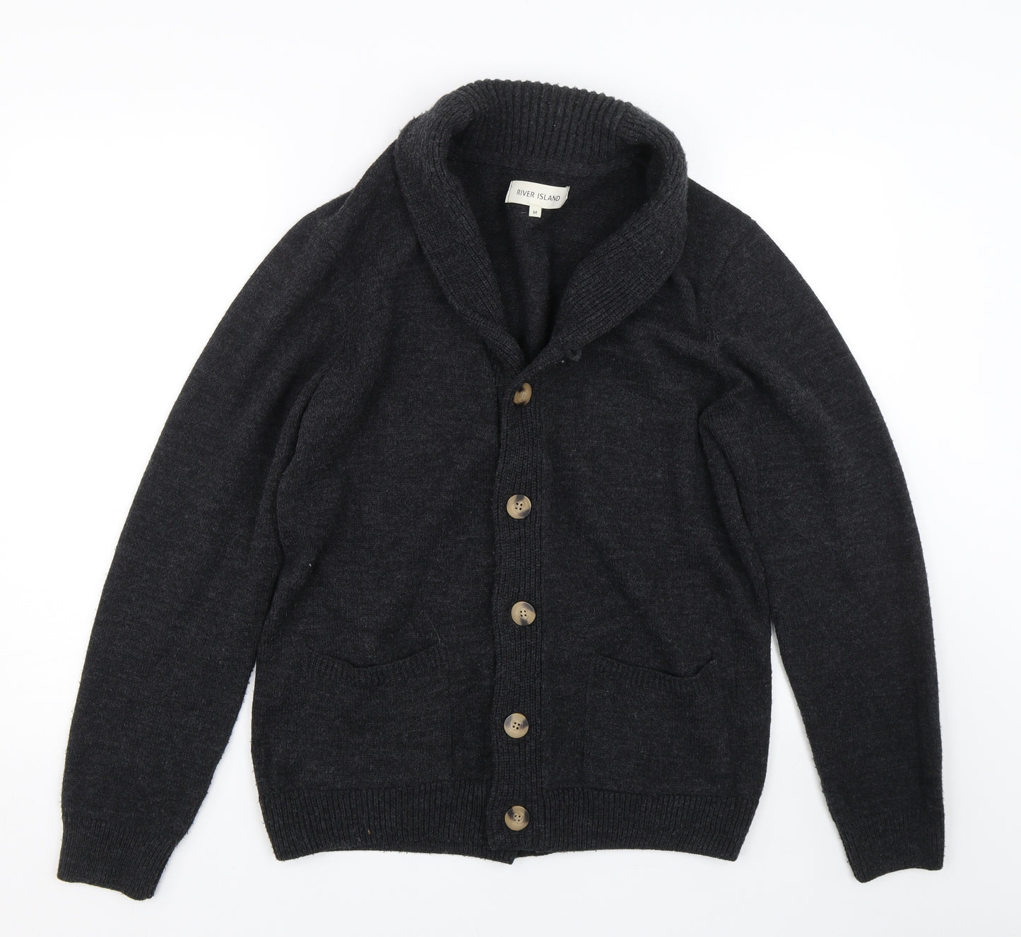 River Island Mens Grey   Cardigan Jumper Size M