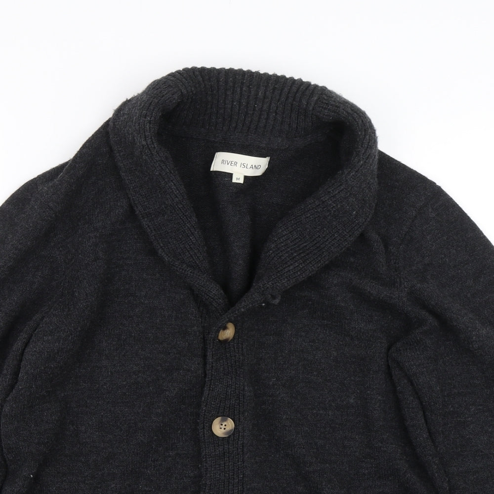 River Island Mens Grey   Cardigan Jumper Size M