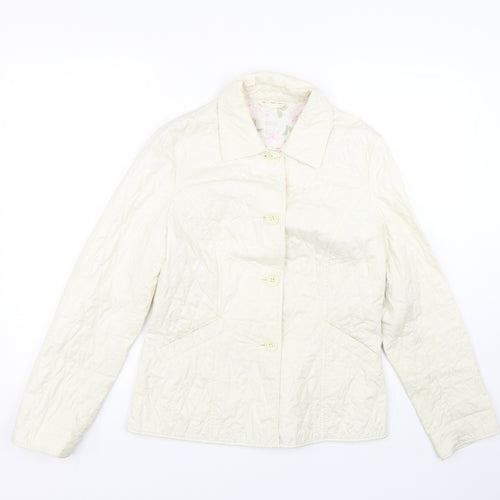M&S Womens White Argyle/Diamond  Jacket Coat Size 8