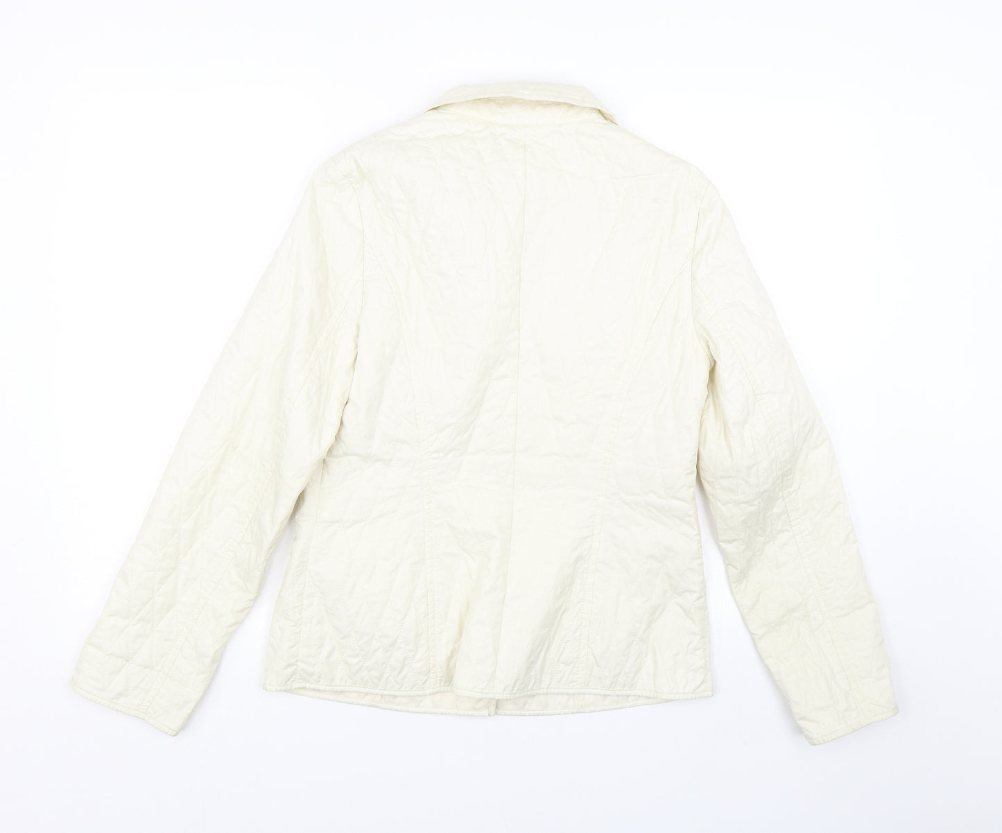 M&S Womens White Argyle/Diamond  Jacket Coat Size 8