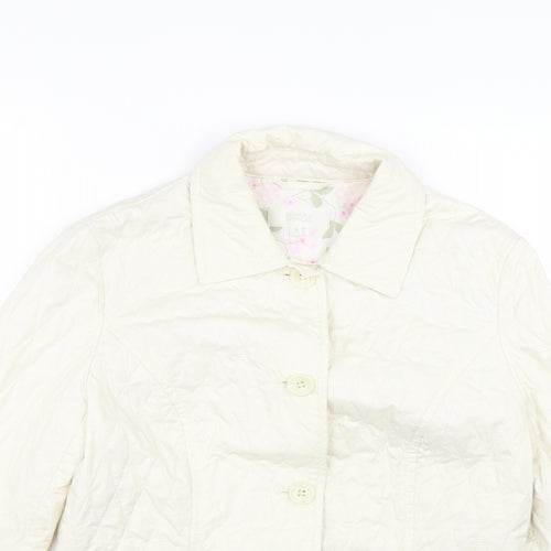 M&S Womens White Argyle/Diamond  Jacket Coat Size 8