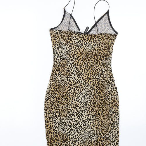 H&M Womens Gold Animal Print  Wrap Dress  Size 6
