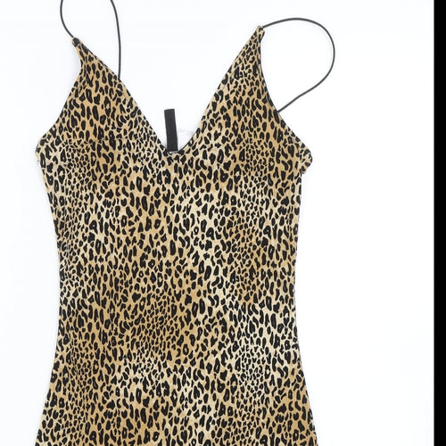 H&M Womens Gold Animal Print  Wrap Dress  Size 6