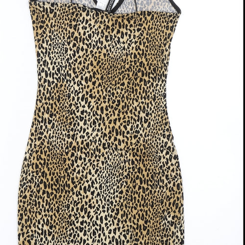 H&M Womens Gold Animal Print  Wrap Dress  Size 6
