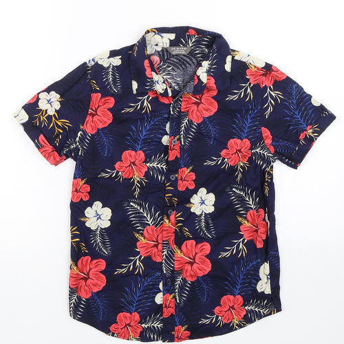 Primark Boys Blue Floral  Basic Button-Up Size 9-10 Years  - Hawaiian shirt