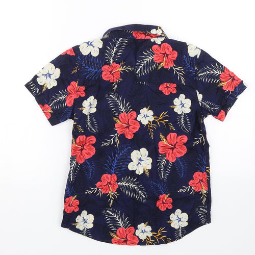 Primark Boys Blue Floral  Basic Button-Up Size 9-10 Years  - Hawaiian shirt