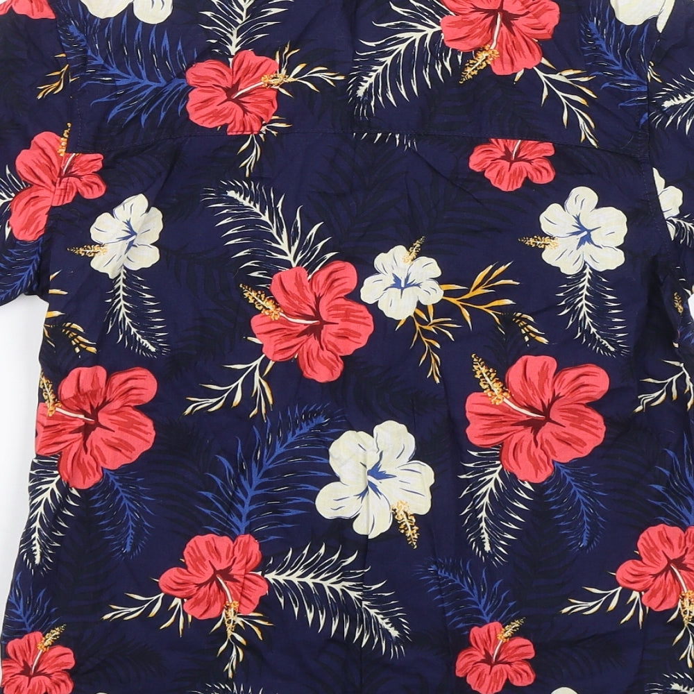 Primark Boys Blue Floral  Basic Button-Up Size 9-10 Years  - Hawaiian shirt