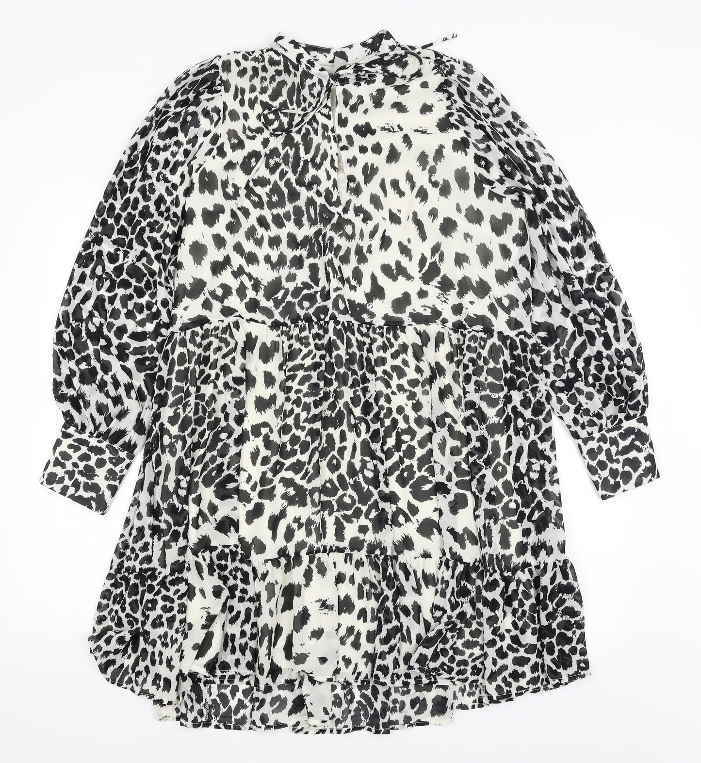 H&M Womens White Animal Print  A-Line  Size 8