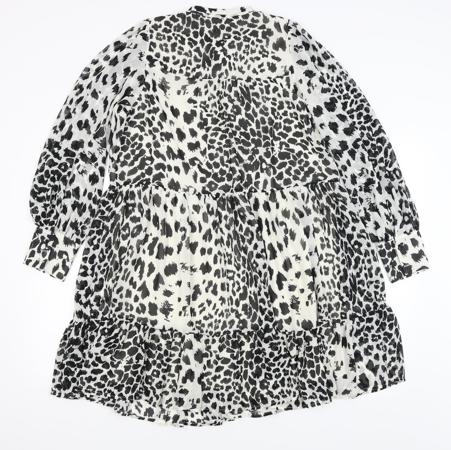 H&M Womens White Animal Print  A-Line  Size 8