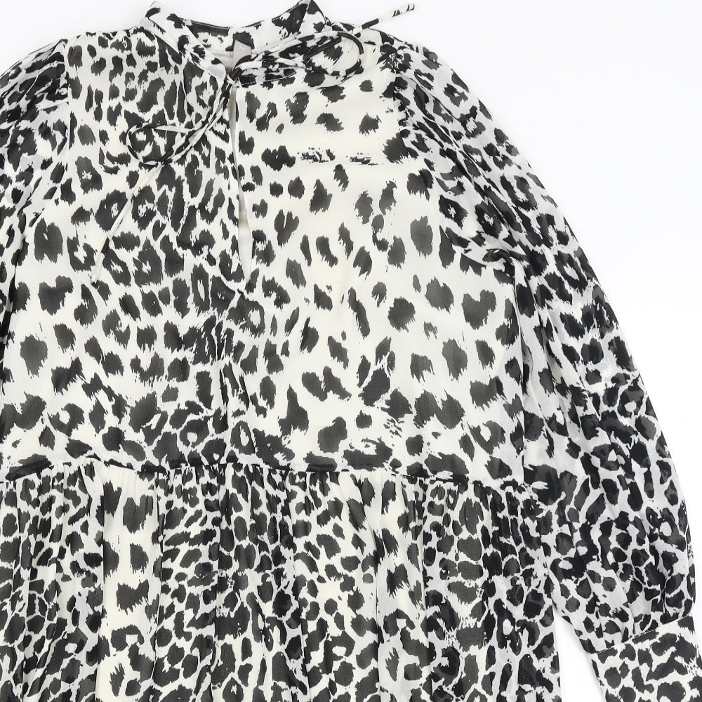 H&M Womens White Animal Print  A-Line  Size 8