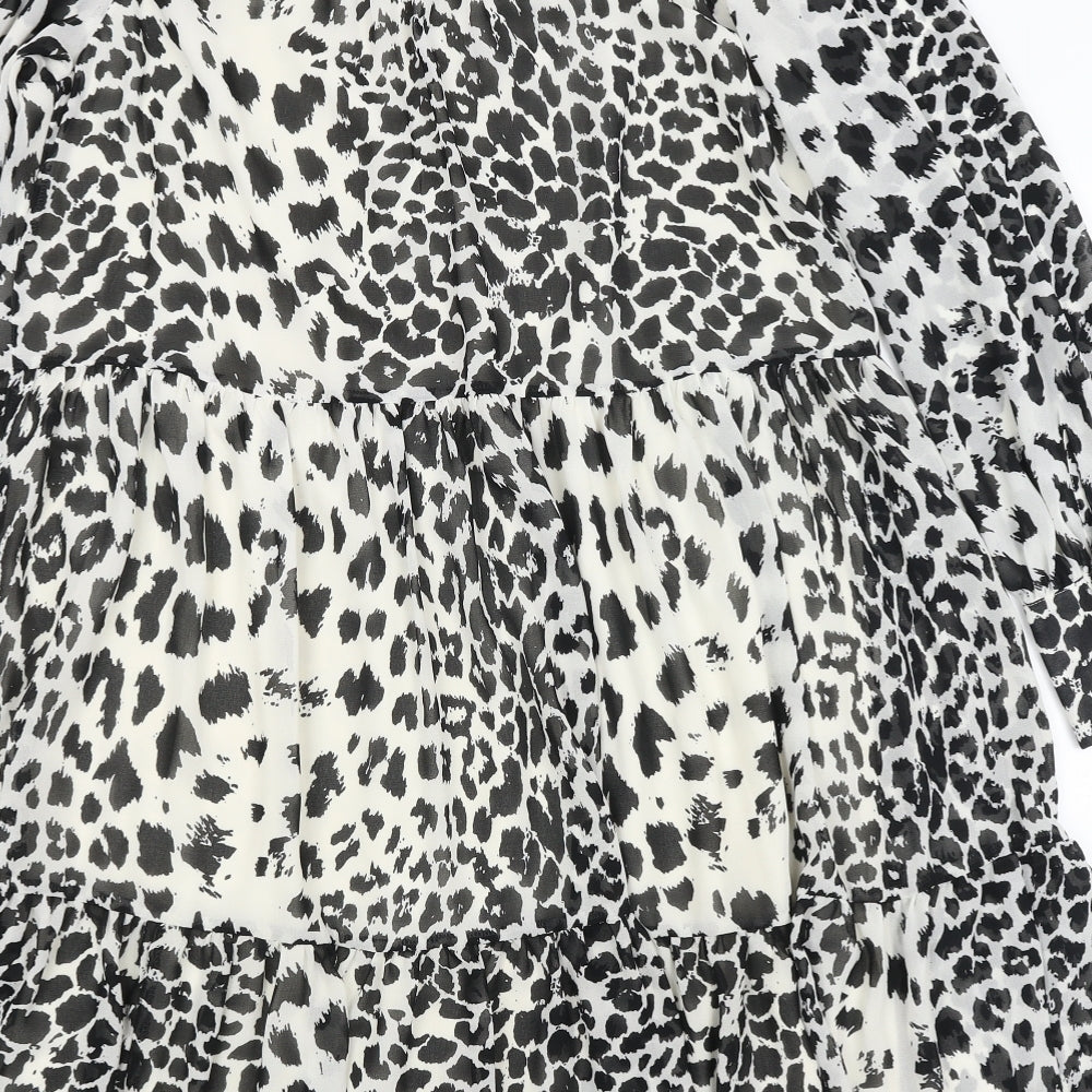 H&M Womens White Animal Print  A-Line  Size 8