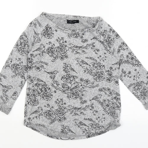 New Look Womens Grey Floral  Pullover Jumper Size 6